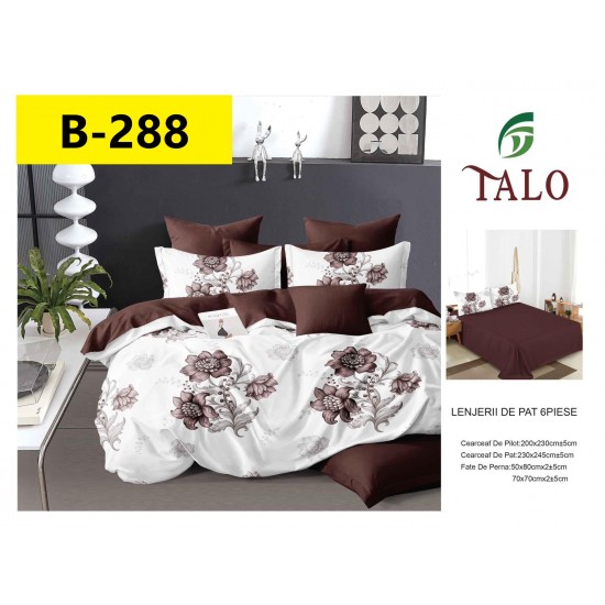 Lenjerie de Pat din Finet, 6 Piese, Pat 2 Persoane Lenjerii bumbac finet 2 persoane 6 piese