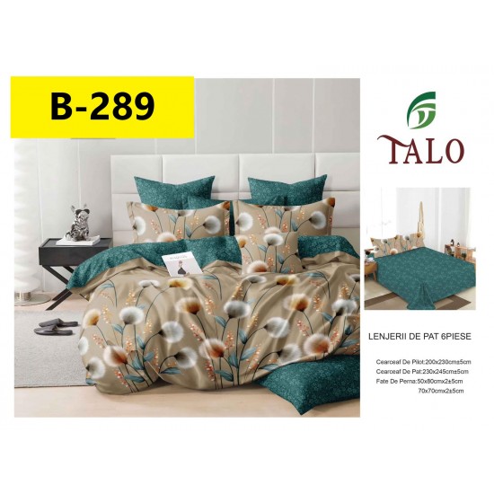 Lenjerie de Pat din Finet, 6 Piese, Pat 2 Persoane Lenjerii bumbac finet 2 persoane 6 piese