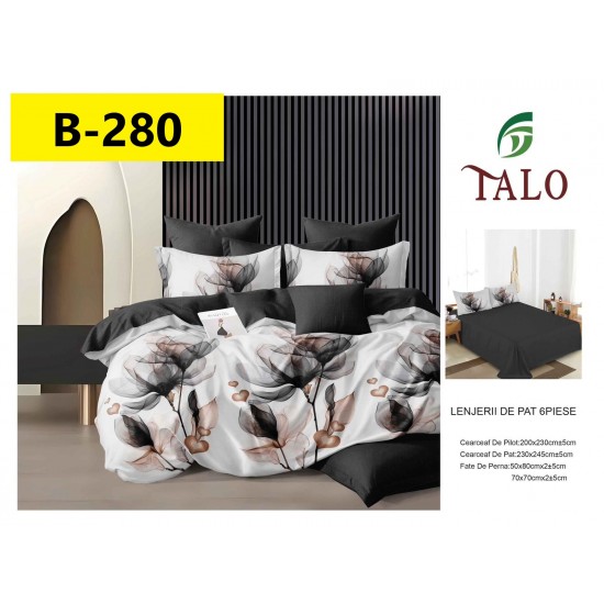 Lenjerie de Pat din Finet, 6 Piese, Pat 2 Persoane Lenjerii bumbac finet 2 persoane 6 piese