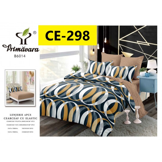 Lenjerie de Pat din Finet cu elastic, 6 Piese, Pat 2 Persoane Lenjerii bumbac finet 2 persoane 6 piese, cearșaf pat cu elastic