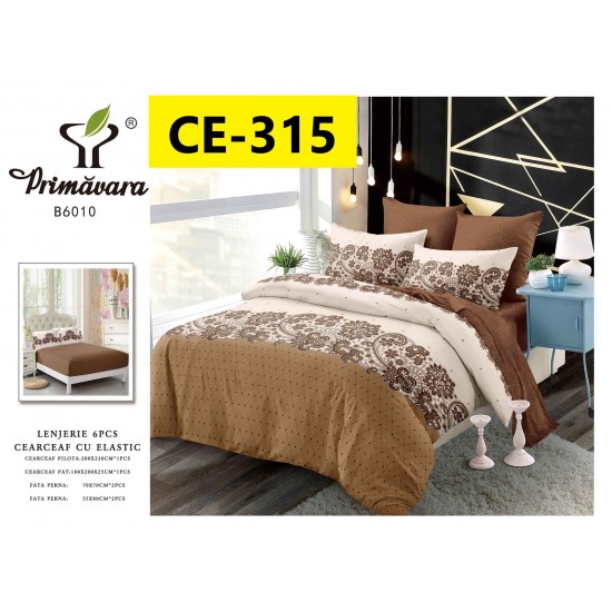 Lenjerie de Pat din Finet cu elastic, 6 Piese, Pat 2 Persoane Lenjerii bumbac finet 2 persoane 6 piese, cearșaf pat cu elastic