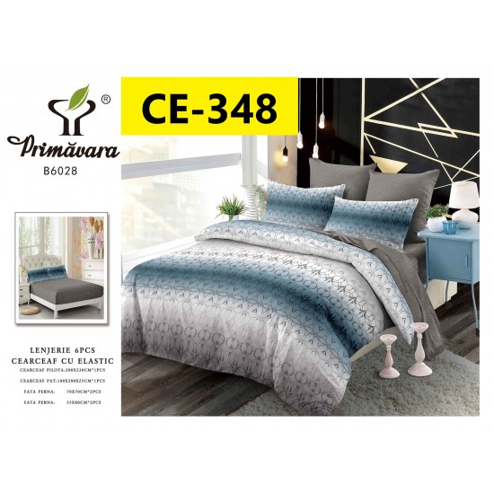 Lenjerie de Pat din Finet cu elastic, 6 Piese, Pat 2 Persoane Lenjerii bumbac finet 2 persoane 6 piese, cearșaf pat cu elastic