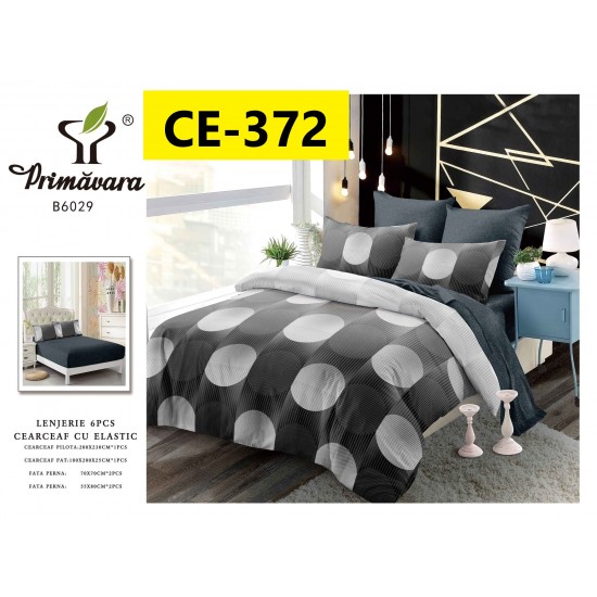 Lenjerie de Pat din Finet cu elastic, 6 Piese, Pat 2 Persoane Lenjerii bumbac finet 2 persoane 6 piese, cearșaf pat cu elastic