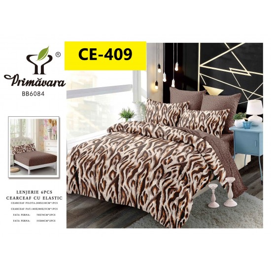 Lenjerie de Pat din Finet cu elastic, 6 Piese, Pat 2 Persoane Lenjerii bumbac finet 2 persoane 6 piese, cearșaf pat cu elastic