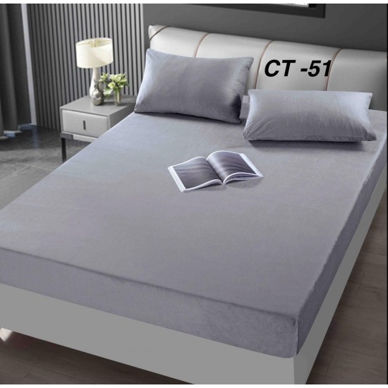 Husa de Pat cu 2 Fete de Perne din Catifea Huse saltea cu elastic bumbac finet 2 persoane