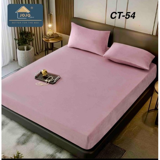 Husa de Pat cu 2 Fete de Perne din Catifea Huse saltea cu elastic bumbac finet 2 persoane