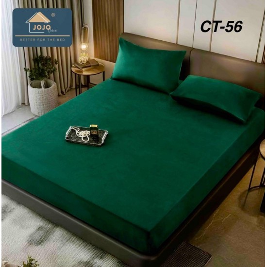 Husa de Pat cu 2 Fete de Perne din Catifea Huse saltea cu elastic bumbac finet 2 persoane