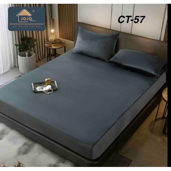 Husa de Pat cu 2 Fete de Perne din Catifea Huse saltea cu elastic bumbac finet 2 persoane