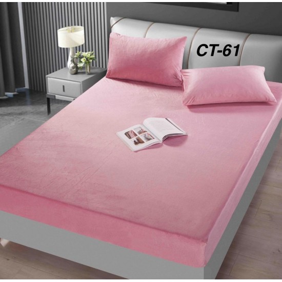 Husa de Pat cu 2 Fete de Perne din Catifea Huse saltea cu elastic bumbac finet 2 persoane