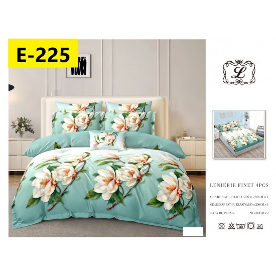 Lenjerii Bumbac Finet 2 persoane, 4 Piese, cearsaf pat cu elastic Lenjerii Bumbac Finet 2 persoane, 4 Piese, cearsaf pat cu elastic