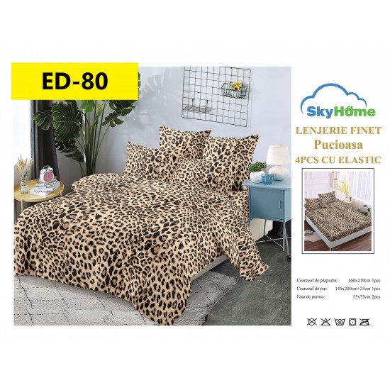 Lenjerii Bumbac Finet 1 persoane, 4 Piese, cearsaf pat cu elastic Lenjerii bumbac finet 1 persoană 4 piese