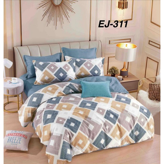 Lenjerie de Pat din Finet cu elastic, 6 Piese, Pat 2 Persoane Lenjerii bumbac finet 2 persoane 6 piese, cearșaf pat cu elastic