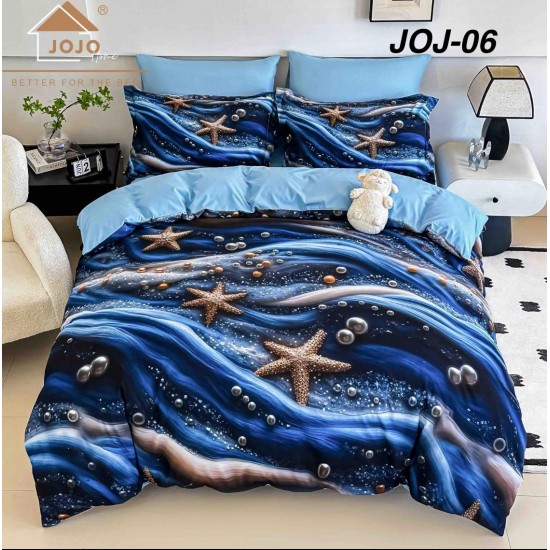 Lenjerie de Pat din Bumbac Finet, 6 Piese, Pat 2 Persoane 5D Lenjerie De Pat Bumbac Finet 6 Piese Cu Elastic 5D