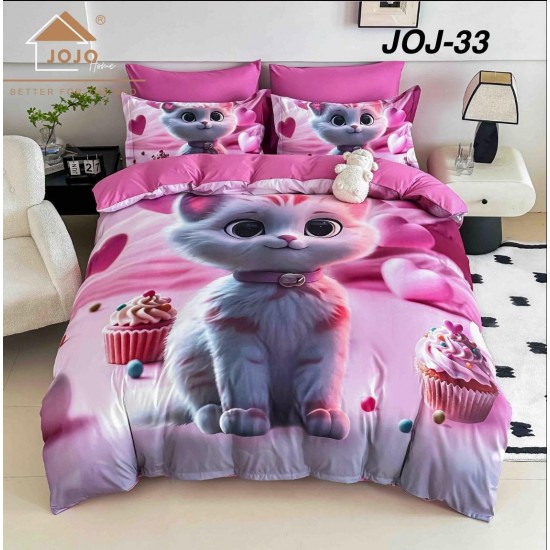 Lenjerie de Pat din Bumbac Finet, 6 Piese, Pat 2 Persoane 5D Lenjerie De Pat Bumbac Finet 6 Piese Cu Elastic 5D