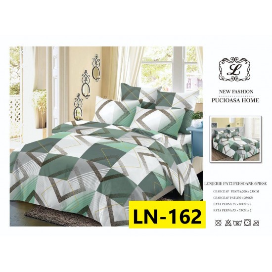 Lenjerie de Pat din Finet, 6 Piese, Pat 2 Persoane Lenjerii bumbac finet 2 persoane 6 piese