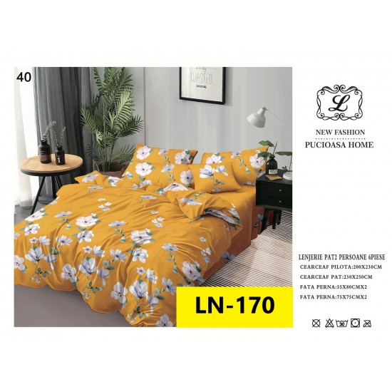 Lenjerie de Pat din Finet, 6 Piese, Pat 2 Persoane Lenjerii bumbac finet 2 persoane 6 piese