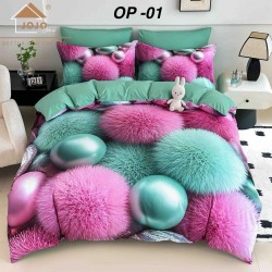 Lenjerii Bumbac Finet 1 persoana, 4 Piese, 5D cearsaf pat cu elastic