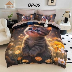 Lenjerii Bumbac Finet 1 persoana, 4 Piese, 5D cearsaf pat cu elastic