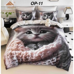 Lenjerii Bumbac Finet 1 persoana, 4 Piese, 5D cearsaf pat cu elastic