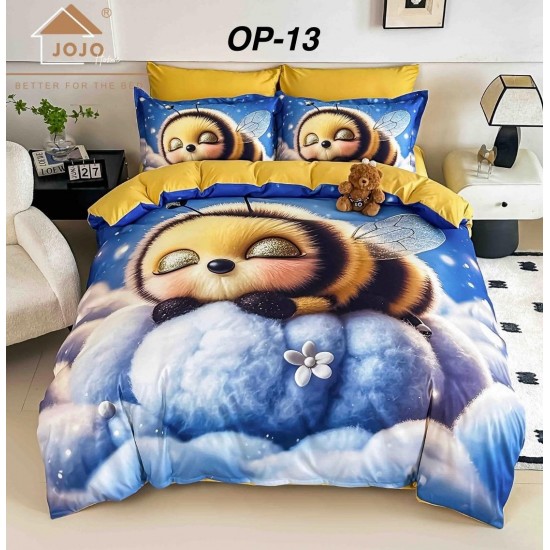 Lenjerii Bumbac Finet 1 persoana, 4 Piese, 5D cearsaf pat cu elastic Lenjerie De Pat Finet 4 Piese 1 Persona cu Elastic Imprimare Digitală 5D