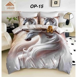 Lenjerii Bumbac Finet 1 persoana, 4 Piese, 5D cearsaf pat cu elastic