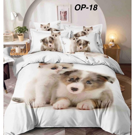 Lenjerii Bumbac Finet 1 persoana, 4 Piese, 5D cearsaf pat cu elastic Lenjerie De Pat Finet 4 Piese 1 Persona cu Elastic Imprimare Digitală 5D