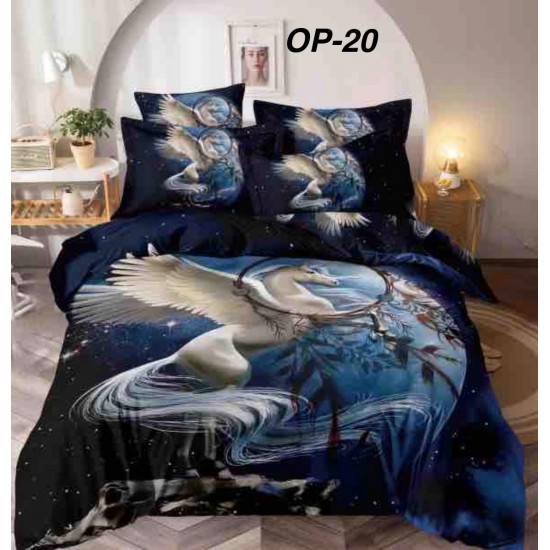 Lenjerii Bumbac Finet 1 persoana, 4 Piese, 5D cearsaf pat cu elastic Lenjerie De Pat Finet 4 Piese 1 Persona cu Elastic Imprimare Digitală 5D