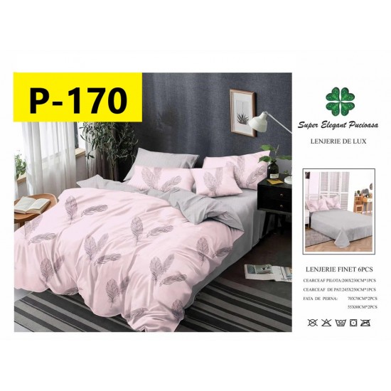 Lenjerie de Pat din Finet, 6 Piese, Pat 2 Persoane Lenjerii bumbac finet 2 persoane 6 piese