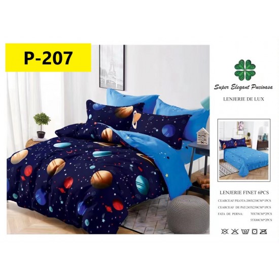 Lenjerie de Pat din Finet, 6 Piese, Pat 2 Persoane Lenjerii bumbac finet 2 persoane 6 piese