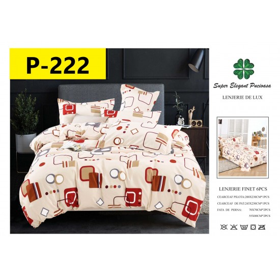 Lenjerie de Pat din Finet, 6 Piese, Pat 2 Persoane Lenjerii bumbac finet 2 persoane 6 piese