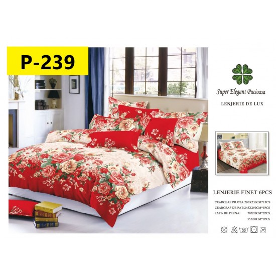 Lenjerie de Pat din Finet, 6 Piese, Pat 2 Persoane Lenjerii bumbac finet 2 persoane 6 piese
