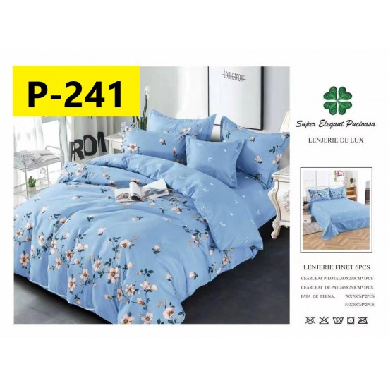Lenjerie de Pat din Finet, 6 Piese, Pat 2 Persoane Lenjerii bumbac finet 2 persoane 6 piese