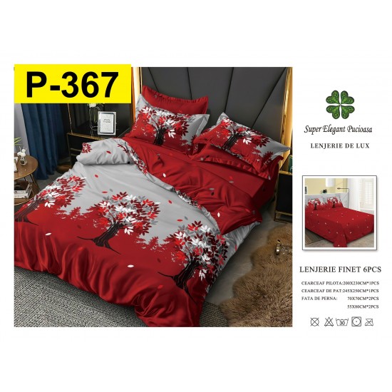 Lenjerie de Pat din Finet, 6 Piese, Pat 2 Persoane Lenjerii bumbac finet 2 persoane 6 piese