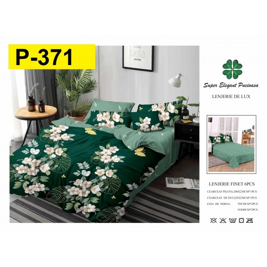 Lenjerie de Pat din Finet, 6 Piese, Pat 2 Persoane Lenjerii bumbac finet 2 persoane 6 piese