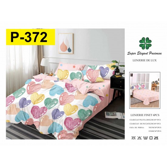 Lenjerie de Pat din Finet, 6 Piese, Pat 2 Persoane Lenjerii bumbac finet 2 persoane 6 piese