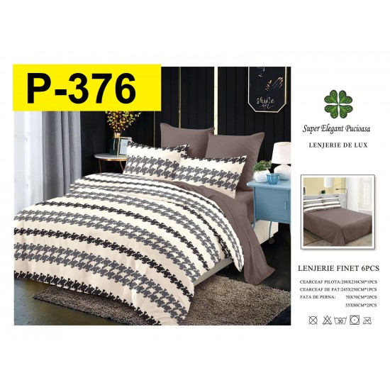Lenjerie de Pat din Finet, 6 Piese, Pat 2 Persoane Lenjerii bumbac finet 2 persoane 6 piese
