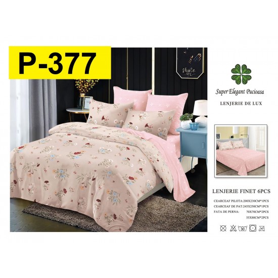 Lenjerie de Pat din Finet, 6 Piese, Pat 2 Persoane Lenjerii bumbac finet 2 persoane 6 piese