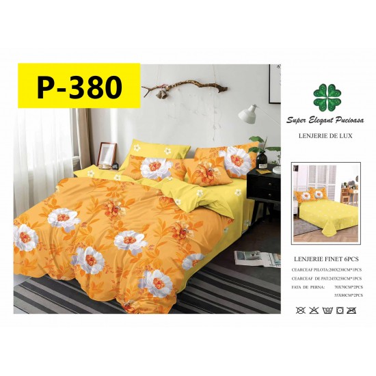 Lenjerie de Pat din Finet, 6 Piese, Pat 2 Persoane Lenjerii bumbac finet 2 persoane 6 piese