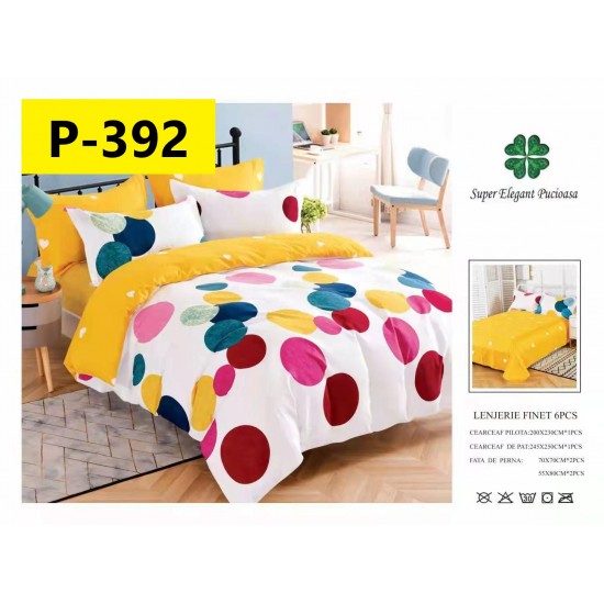 Lenjerie de Pat din Finet, 6 Piese, Pat 2 Persoane Lenjerii bumbac finet 2 persoane 6 piese