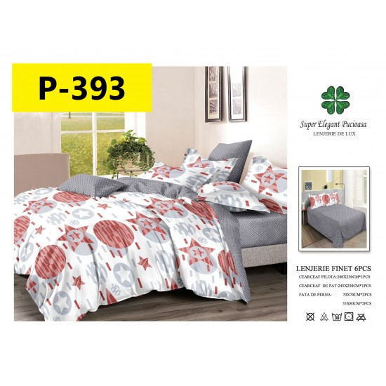 Lenjerie de Pat din Finet, 6 Piese, Pat 2 Persoane Lenjerii bumbac finet 2 persoane 6 piese