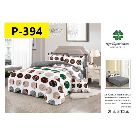 Lenjerie de Pat din Finet, 6 Piese, Pat 2 Persoane Lenjerii bumbac finet 2 persoane 6 piese