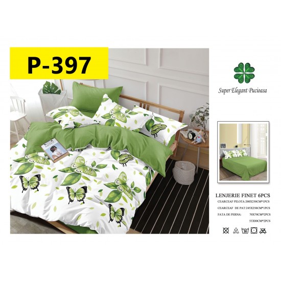 Lenjerie de Pat din Finet, 6 Piese, Pat 2 Persoane Lenjerii bumbac finet 2 persoane 6 piese