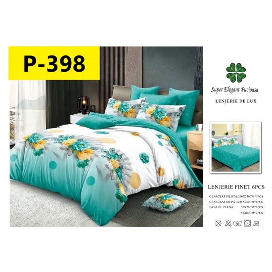 Lenjerie de Pat din Finet, 6 Piese, Pat 2 Persoane Lenjerii bumbac finet 2 persoane 6 piese
