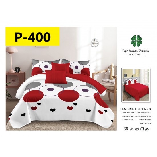 Lenjerie de Pat din Finet, 6 Piese, Pat 2 Persoane Lenjerii bumbac finet 2 persoane 6 piese