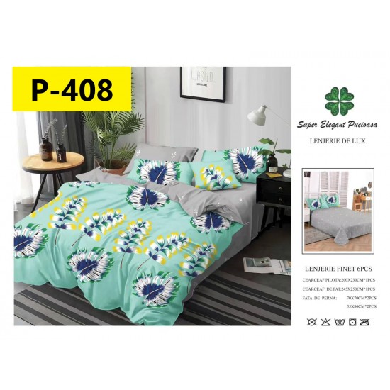 Lenjerie de Pat din Finet, 6 Piese, Pat 2 Persoane Lenjerii bumbac finet 2 persoane 6 piese