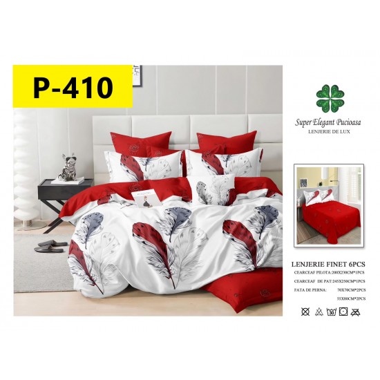 Lenjerie de Pat din Finet, 6 Piese, Pat 2 Persoane Lenjerii bumbac finet 2 persoane 6 piese