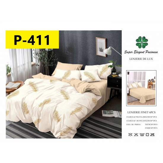 Lenjerie de Pat din Finet, 6 Piese, Pat 2 Persoane Lenjerii bumbac finet 2 persoane 6 piese
