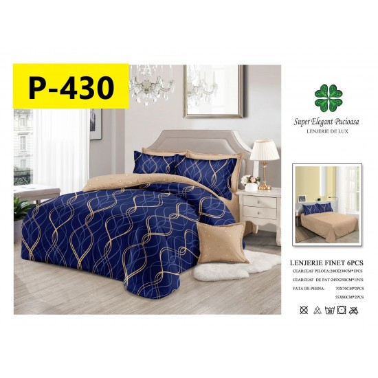 Lenjerie de Pat din Finet, 6 Piese, Pat 2 Persoane Lenjerii bumbac finet 2 persoane 6 piese