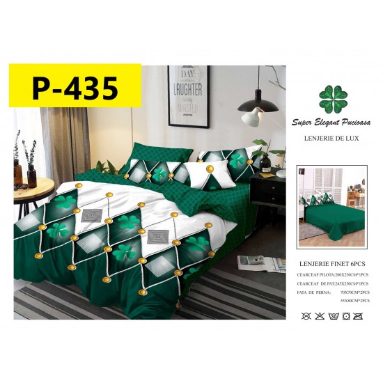 Lenjerie de Pat din Finet, 6 Piese, Pat 2 Persoane Lenjerii bumbac finet 2 persoane 6 piese