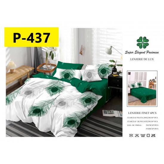 Lenjerie de Pat din Finet, 6 Piese, Pat 2 Persoane Lenjerii bumbac finet 2 persoane 6 piese